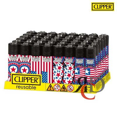 CLIPPER LIGHTER PRINTED 48CT/ DISPLAY - NATIONAL STARS